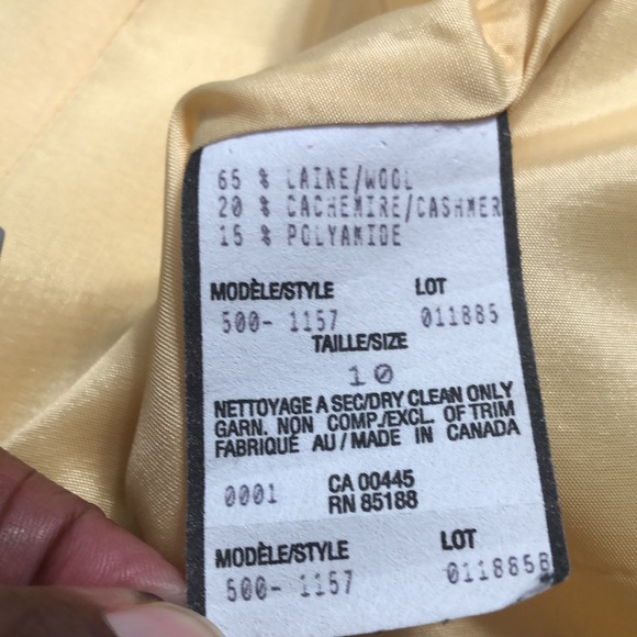 Louben Yellow Front Zip Pea Coat size 10 - Picture 10 of 11